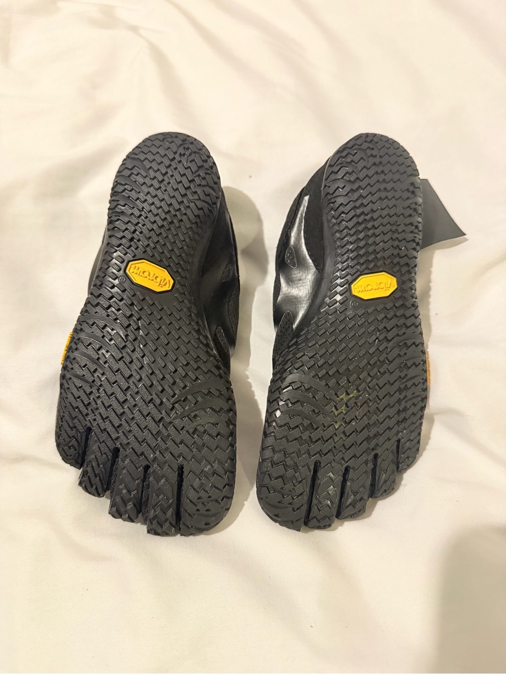 KIDS Vibram Black Five-Toe Minimalist Grip Shoes with Yellow Logos